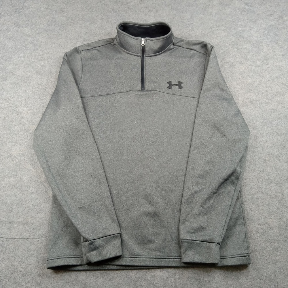 Under Armour Sweatshirt Mens Medium Gray ColdGear 1/4 Zip Pullover 1286334‎